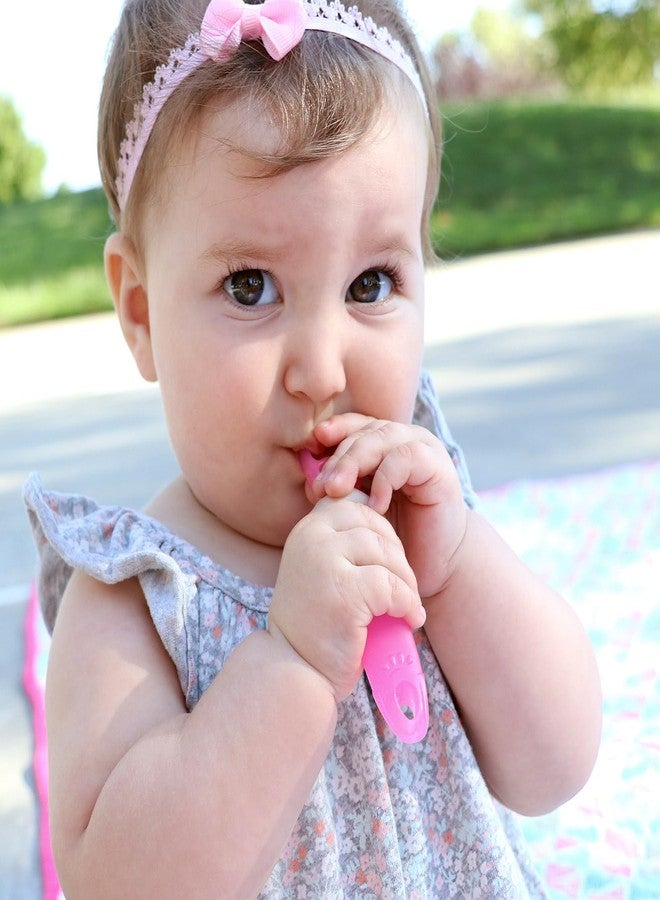 ChooMee FlexiDip Silicone Baby Learning Utensil | 4 Months + Baby Led Weaning | Flat Head Spoon with Firm Handle | Designed in USA, BPA Free, Premium Grade Platinum Silicone | 2 CT Pink Purple - Image 5